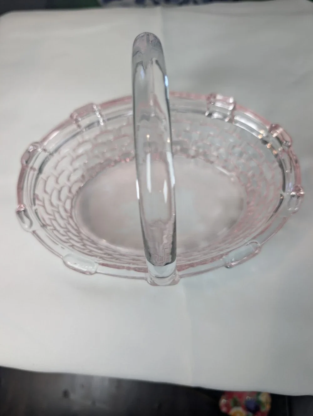 Pink Glass Basket Serving Bowl - Home Bath